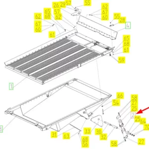 Oryginalne zawieszenie dolnego sita o numerze katalogowym 100024861, stosowany w kombajnach zbożowych marki Rostselmash- schemat.