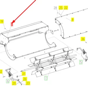 Oryginalna obudowa wentylatora wialni o numerze katalogowym 100027160, stosowana w kombajnach zbożowych marki Rostselmash schemat.