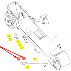 Oryginalna podkładka gumowa pod napinacze o numerze katalogowym 100028725, stosowana w kombajnach zbożowych marki Rostselmash. schemat