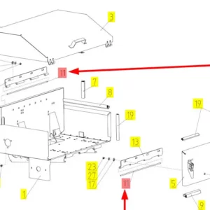 Oryginalny pręt do zawiasu o numerze katalogowym 100029743, stosowany w kombajnach zbożowych marki Rostselmash- schemat.