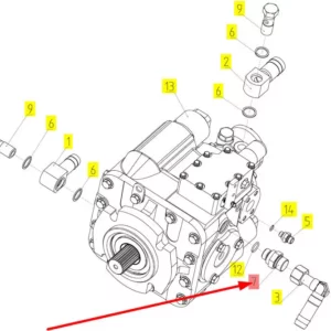 Oryginalne złącze hydrauliczne o numerze katalogowym 100032078, stosowane w kombajnach zbożowych marki Rostselmash schemat.