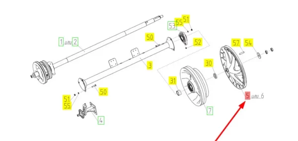 Oryginalne koło pasowe aluminiowe o numerze katalogowym 100035061, stosowane w kombajnach zbożowych marki Rostselmash. schemat