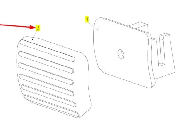 Oryginalna nakładka gumowa pedału hamulca o numerze katalogowym 100037292, stosowana w kombajnach zbożowych marki Rostselmash schemat