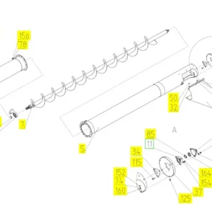 Oryginalny fartuch wysypu zboża o numerze katalogowym 100037373, stosowany w kombajnach zbożowych marki Rostselmash. schemat