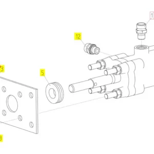 Oryginalna płyta mocująca silnika hydraulicznego o numerze katalogowym 100037576, stosowana w kombajnach zbożowych marki Rostselmash schemat.
