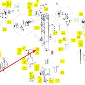 Oryginalna dźwignia o numerze katalogowym 100039991, stosowana w kombajnach zbożowych marki Rostselmash schemat.