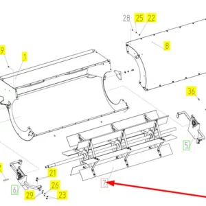 Oryginalny wentylator wialni o numerze katalogowym 100042213, stosowany w kombajnach zbożowych marki Rostselmash schemat.