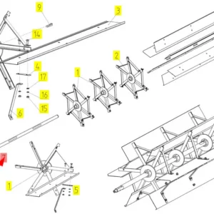 Oryginalny wałek wentylatora o numerze katalogowym 100042393, stosowany w kombajnach zbożowych marki Rostselmash schemat.