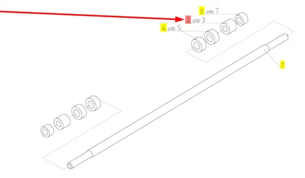 Oryginalna tuleja gumowa układu zawieszenia sit separujących o numerze katalogowym 100043648, stosowana w kombajnach zbożowych marki Rostselmash. schemat