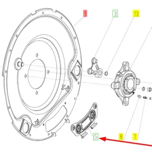 Oryginalne mocowanie o numerze katalogowym 100043843, stosowane w kombajnach zbożowych marki Rostselmash schemat.