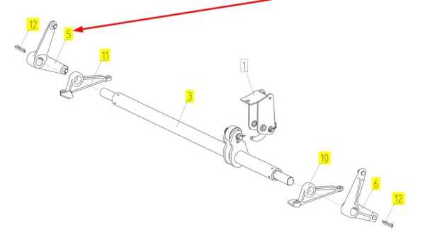 Oryginalne ramię mocujące o numerze katalogowym 100044225, stosowane w kombajnach zbożowych marki Rostselmash schemat.