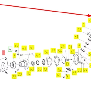 Oryginlana piasta wału przekładni rozładunku ziarna o numerze katalogowym 100048390, stosowana w kombajnach zbożowych marki Rostselmash schemat.