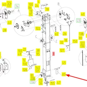 Oryginalna przesłona metalowa elewatora o numerze katalogowym 100049049, stosowana w kombajnach zbożowych marki Rostselmash schemat.