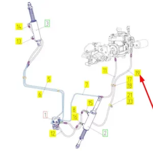 Oryginalny przewód hydrauliczny o numerze katalogowym 100054159, stosowany w kombajnach zbożowych marki Rostselmash schemat.