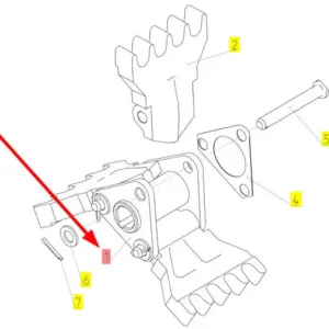 Oryginalne mocowanie podajnika łopatkowego o numerze katalogowym 100059509, stosowane w kombajnach zbożowych marki Rostselmash schemat.