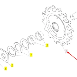 Oryginalne koło łańcuchowe napinające o numerze katalogowym 100061852, stosowane w kombajnach zbożowych marki Rostselmash schemat.