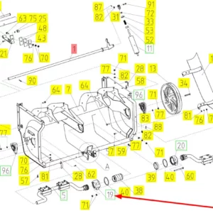 Oryginalne mocowanie wału o numerze katalogowym 100074966, stosowane w kombajnach zbożowych marki Rostselmash schemat.