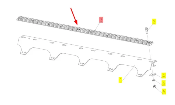 Oryginalny cep prawy o numerze 100084395, stosowany w kombjnach zbożowych marki Rostselmash.-schemat