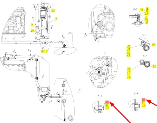 Oryginalna śruba M12 x 35 o numerze katalogowym 100094162, stosowana w kombajnach zbożowych marki Rostselmash- schemat.