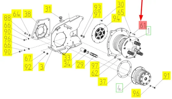 Oryginalna śruba M10- 6g x 45 o numerze katalogowym 100094604, stosowane w kombajnach zbożowych marki Rostselmash- schemat.