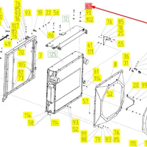 Oryginalna śruba M12 x 60 o numerze katalogowym 100094656, stosowana w kombajnach zbożowych marki Rostselmash schemat.