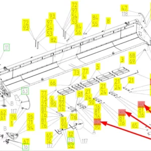 Oryginalna śruba o numerze katalogowym 100094657, stosowana w hederach zbożowych marki Rostselmash. schemat