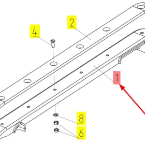 Oryginalna listwa mocująca o numerze katalogowym 100095602, stosowana w kombajnach zbożowych marki Rostselmash schemat.