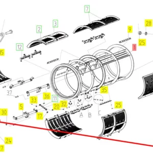 Oryginalna zawleczka 4 x 25.019 o numerze katalgoowym 100095780, stosowana w kombajanch zbożowych marki Rostselmash schemat.
