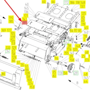 Oryginalna zawlekczka o wymiarze 5 x 32 i numerze katalogowym 100097825, stosowana w hederach i kombajnach zbożowych marki Rostselmash- schemat.