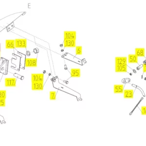 Oryginalna zawleczka prosta o wymiarach 5 x 45 mm i numerze katalogowym 100097827, stosowana w kombajnach zbożowych marki Rostselmash. schemat