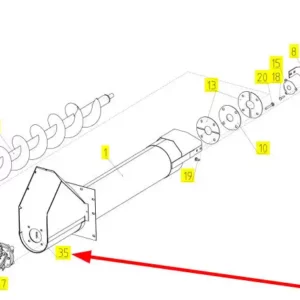 Oryginalna obudowa przekładni podajnika ślimakowego o numerze katalogowym 100100650, stosowana w kombajnach zbożowych marki Rostselmash.