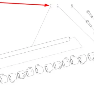 Oryginalny wałek mocujący o numerze katalogowym 100102502, stosowany w kombajnach zbożowych marki Rostselmash schemat.