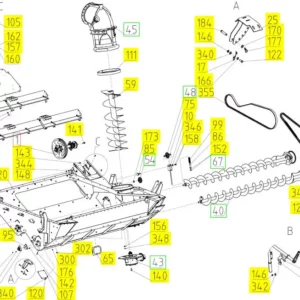 Oryginalne mocowanie o numerze katalogowym 100106300, stosowane w kombajnach zbożowych marki Rostselmash schemat.