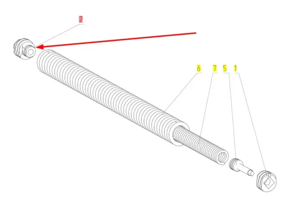 Oryginalne zakończenie sprężyny podwójnej hederu o numerze katalogowym 100115272, stosowane w kombajnach zbożowych marki Rostselmash. schemat