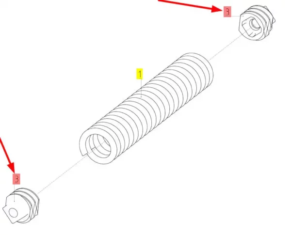 Oryginalny korek sprężyny o numerze katalogowym 100115279, stosowany w hederach i kombajnach zbożowych marki Rostselmash- schemat.