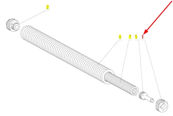 Oryginalne zakończenie sprężyny podwójnej o numerze katalogowym 100116158, stosowane w kombajnach zbożowych marki Rostselmash schemat.