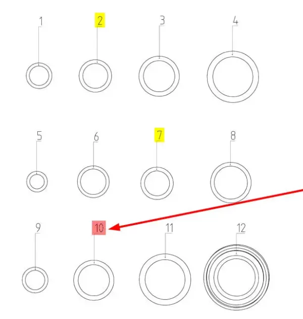 Oryginalny pierścień uszczelniający oring o wymiarze 32 x 4,6 mm i numerze katalogowym 100117145, stosowany w hederach i kombajnach  zbożowych marki Rostselmash. Schemat