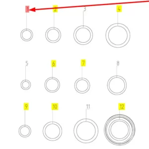 Oryginalny pierścień oring o numerze katalogowym 100117158, stosowany w hederach zbożowych marki Rostselmash schemat