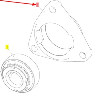 Oryginalna oprawa łożyska o numerze katalgowym 100119791, stosowana w hederach zbożowych marki Rostselmash schemat