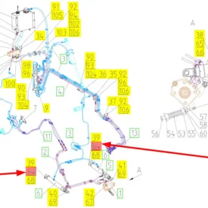 Oryginalna podkładka o numerze katalogowym 100126654, stosowana w kombajanch zbożowych marki Rostselmash- schemat.