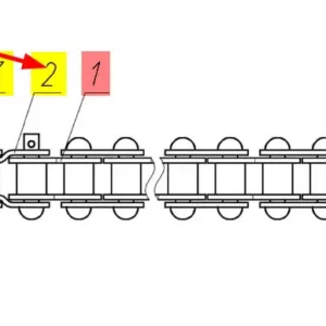 Oryginalne półogniwo łańcucha RE425 o numerze katalogowym 100137177, stosowane w hederach i kombajnach zbożowych marki Rostselmash schemat.
