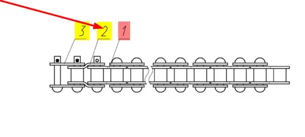 Oryginalne półogniwo łańcucha RE425 o numerze katalogowym 100137177, stosowane w hederach i kombajnach zbożowych marki Rostselmash schemat.