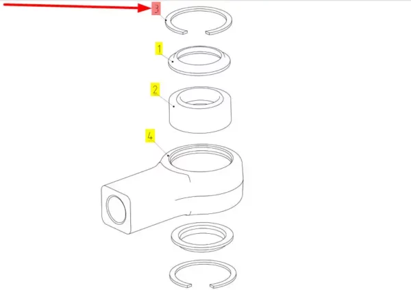 Oryginalny pierścień zabezpieczający o numerze katalogowym 100143415, stosowany w kombajnach zbożowych marki Rostselmash schemat
