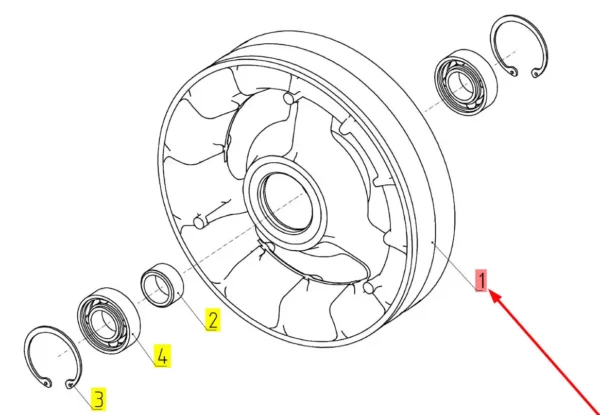 Oryginalne koło pasowe o nmerze katalogowym 100156208, stosowane w kombajnach zbożowych marki Rostselmash schemat.