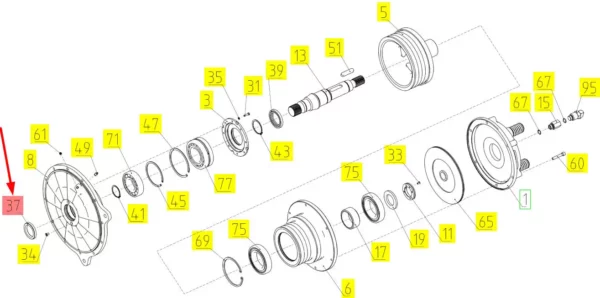 Oryginalny pierścień uszczelniający 55 x 80 o numerze katalogwym 100164282, stosowany w kombajnach zbożowych marki Rostselmash- schemat.