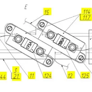 Oryginalny wkręt M5x 16 o numerze katalogowym 100164964, stosowany w kombajnach zbożowych marki Rostselmash- schemat.