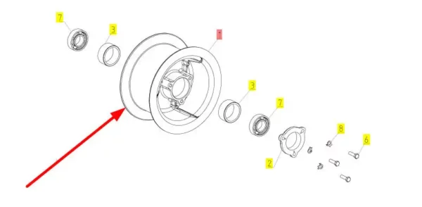 Oryginalne koło pasowe aluminiowe o numerze katalogowym 100173264, stosowane w kombajanch zbożowych marki Rostselmash schemat