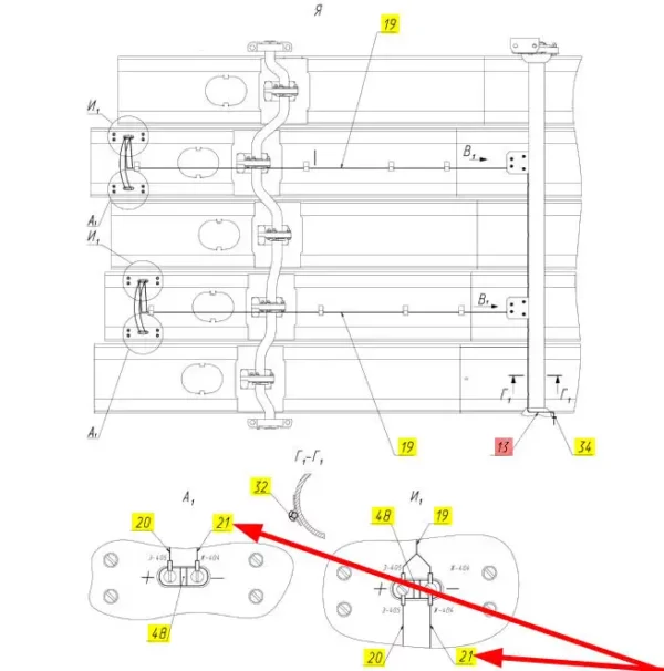 Oryginalny przewód czujnika o numerze katalogowym 100175257, stosowany w kombajnach zbożowych marki Rostselmash schemat.