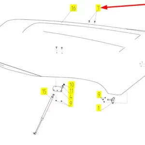Oryginalna śruba o wymiarach M6 x 16, klasie twardości 8.8 i numerze katalogowym 100175672, stosowana w kombajnach zbożowych marki Rostselmash schemat.