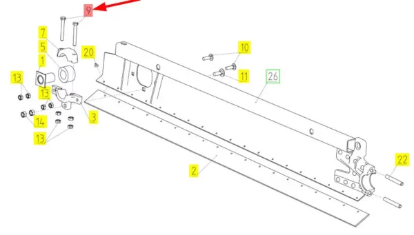 Oryginalna śruba M10 o numerze katalogowym 100177165, stosowana w kombajnach zbożowych marki Rostselmash- schemat.